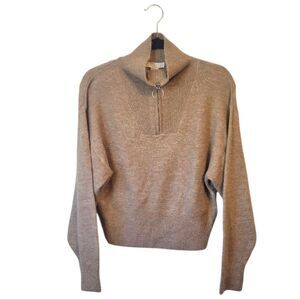 H&M Women's Light Brown Collared Zip Sweater Size US XS